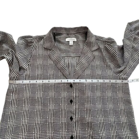 Topshop Houndstooth Button Down Long Sleeve Shirt size 6 - Picture 6 of 11